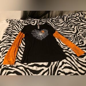 Spider Web Heart Long Sleeve Shirt